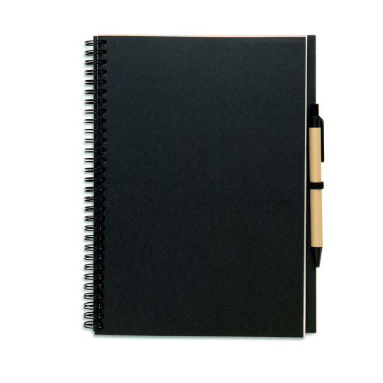 Bloc-notes recyclé 70 pages BLOQUERO PLUS avec stylo à bille éco-friendly - BCM Goodies
