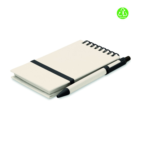 Carnet en carton de lait recyclé MITO SET A6 avec stylo assorti - BCM Goodies
