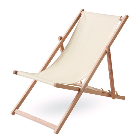 Transat en bois HONOPU - Chaise de plage élégante et confortable - Fabriqué en Union Européenne