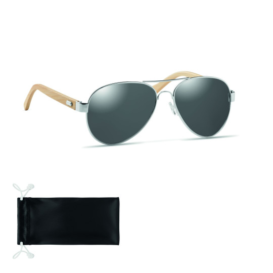 Lunettes de soleil en bambou HONIARA avec verres miroirs colorés - Protection UV400 - Accessoire élégant et écologique - Idéal p