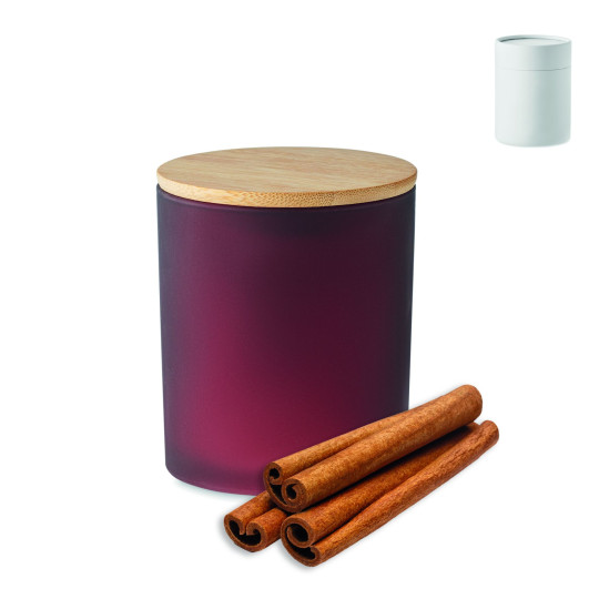 Bougie en cire végétale 120 gr KEOPS SMALL - Pot en verre dépoli avec couvercle en bambou