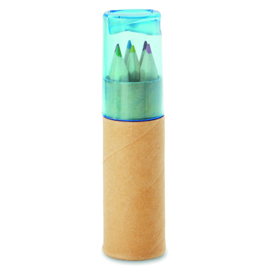Ensemble de 6 crayons de couleur PETIT LAMBUT avec tube cartonné - Idéal pour enfants et adultes - Couleurs vives - Non toxiques
