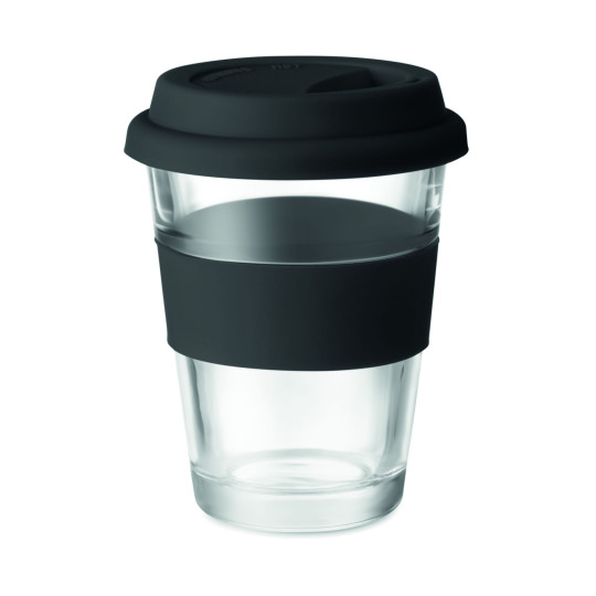 Gobelet en verre 350 ml ASTOGLASS avec couvercle en silicone - BCM Goodies