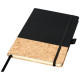 Carnet de notes A5 thermo PU en liège Evora - Carnet ligné en papier crème avec couverture rigide en liège et fermeture élastiqu