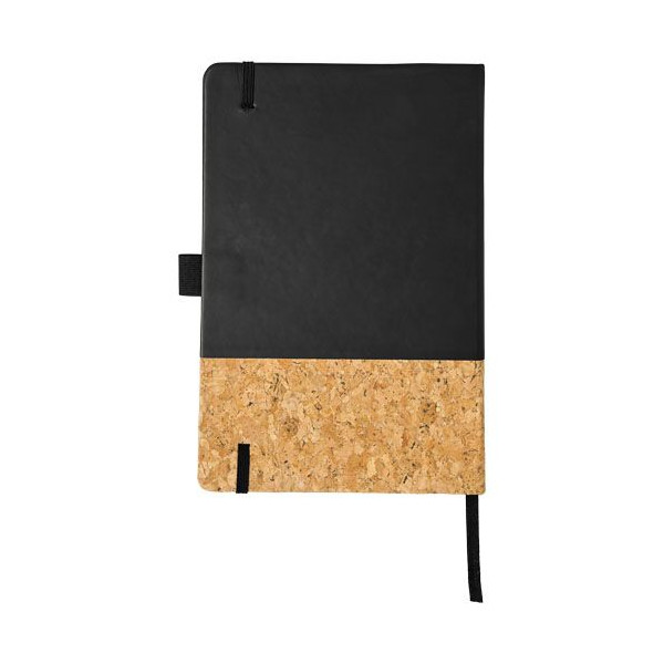 Carnet de notes A5 thermo PU en liège Evora - Carnet ligné en papier crème avec couverture rigide en liège et fermeture élastiqu