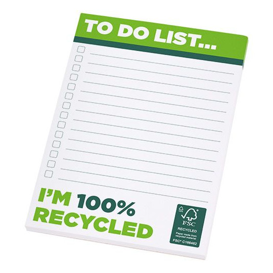 Bloc-notes A6 recyclé Desk-Mate® - Papier 80g/m² - Personnalisable avec logo - Idéal pour professionnels et étudiants - Made in 