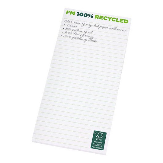 Bloc-notes 1/3 A4 recyclé Desk-Mate® - Bloc-notes personnalisable respectueux de l'environnement