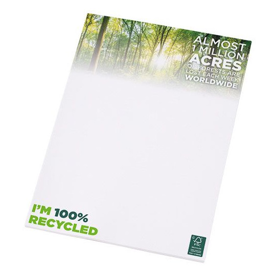 Bloc-notes A4 recyclé Desk-Mate® - Feuilles en papier recyclé de 80 g/m² - Personnalisable avec logo - Disponible en 25, 50 ou 1