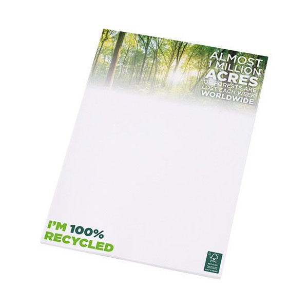 Bloc-notes A4 recyclé Desk-Mate® - Feuilles en papier recyclé de 80 g/m² - Personnalisable avec logo - Disponible en 25, 50 ou 1