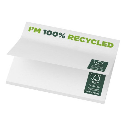 Mémos autocollants recyclés 100 x 75 mm Sticky-Mate® - Feuilles de papier 80 g/m², adhérence forte et repositionnable, idéal pou