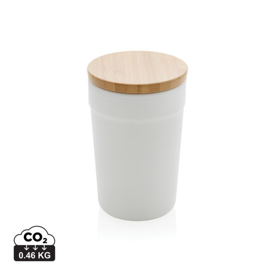 Mug 300ml en PP recyclé GRS avec couvercle en bambou - BCM Goodies