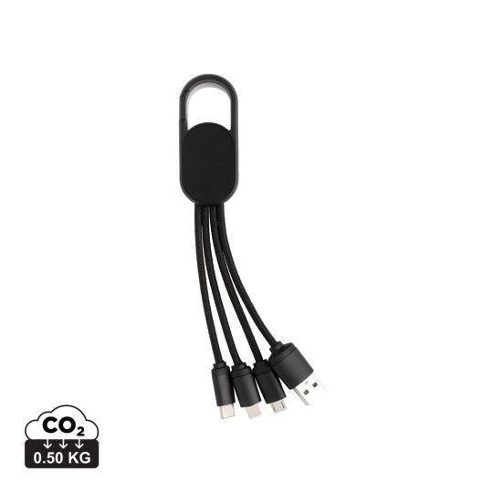 Câble de chargement 4 en 1 avec mousqueton pour appareils électroniques - Pratique et polyvalent