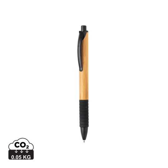 Stylo en bambou et fibre de paille - Accessoire écologique pour bureau, école et maison - Encre bleue Dokumental® - Personnalisa