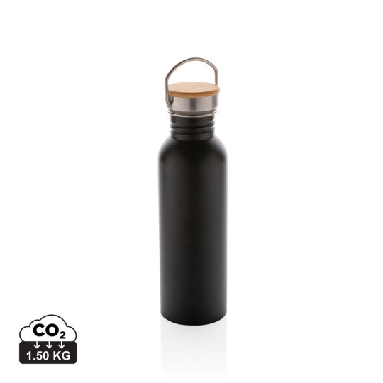 Bouteille en acier inoxydable avec couvercle en bambou - 700ml - Accessoire pratique et écologique