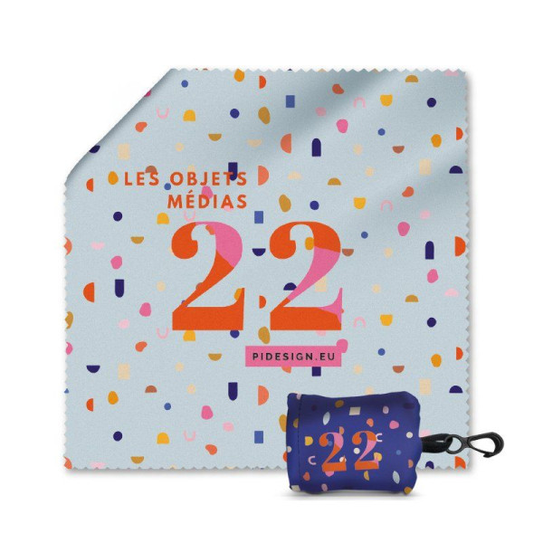 Chiffon microfibre personnalisable avec pochette 150x150mm – Accessoire de nettoyage publicitaire pour entreprises