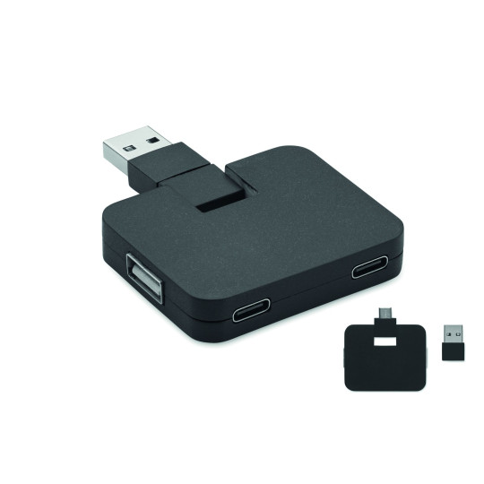 Hub USB 4 ports et câble 20cm SQUARE-C - Accessoire de connectivité USB pour ordinateurs et appareils mobiles