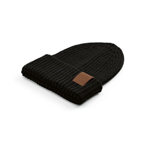 Bonnet personnalisé écologique Cobain Beanie en laine et rPET recyclé – Accessoire entreprise durable – BCM Goodies
