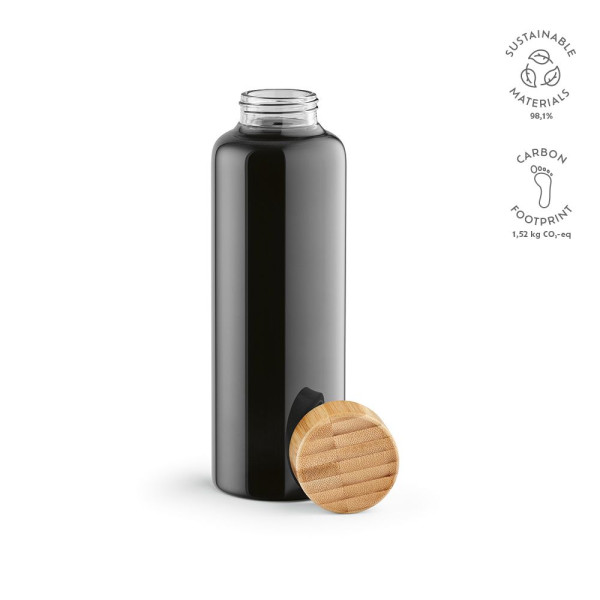 Bouteille personnalisable en verre borosilicate 510 ml Indus Bottle avec bouchon bambou – Objet publicitaire durable pour entrep