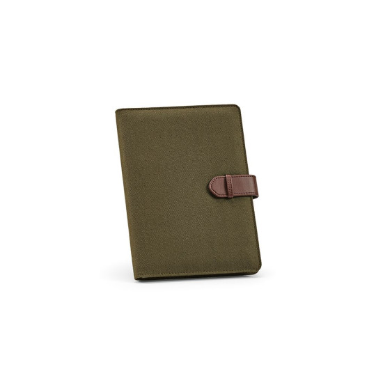 Classeur A5 Eliot écologique en toile de coton recyclé avec bloc-notes FSC et poche téléphone – BCM Goodies