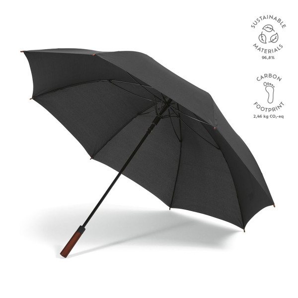 Parapluie de golf Aretha 32 pouces en rPET avec ouverture automatique et poignée bois – BCM Goodies