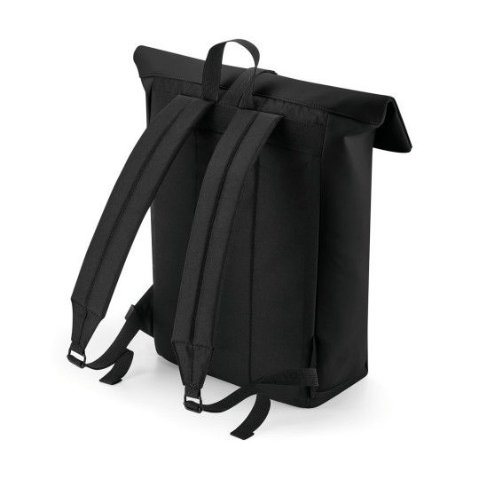 Sac à dos roll-top en polyuréthane mat pour ordinateur portable jusqu'à 15,6 pouces - 100% polyester recyclé - Poche zippée