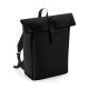 Sac à dos roll-top en polyuréthane mat pour ordinateur portable jusqu'à 15,6 pouces - 100% polyester recyclé - Poche zippée