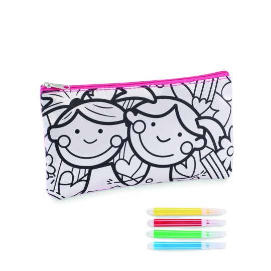 Trousse à crayons avec feutres KIDDO - Objet publicitaire personnalisable pour enfants