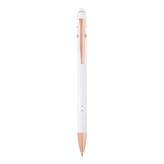 Meta titre SEO: Stylo bille Nanna avec finition or rose en aluminium recyclé - BCM Goodies