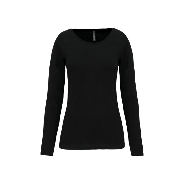 T-shirt col rond manches longues femme en coton et élasthanne - BCM Goodies