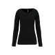 T-shirt col rond manches longues femme en coton et élasthanne - BCM Goodies