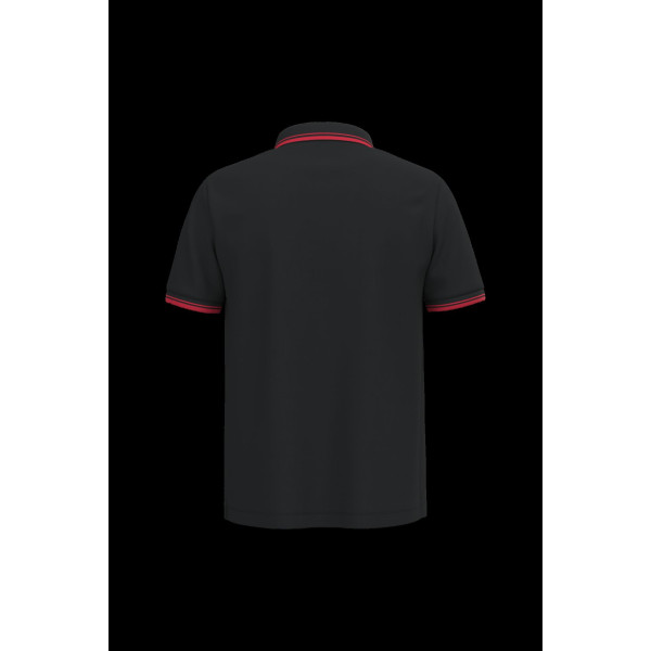 Polo homme manches courtes à liserés contrastés en coton peigné - BCM Goodies