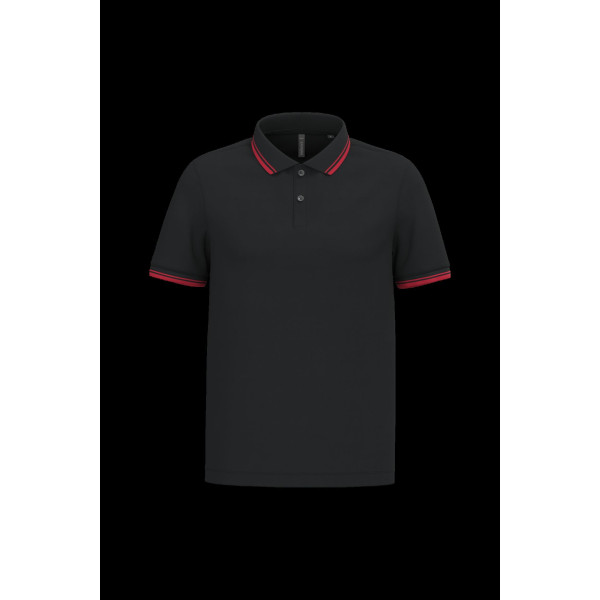 Polo homme manches courtes à liserés contrastés en coton peigné - BCM Goodies