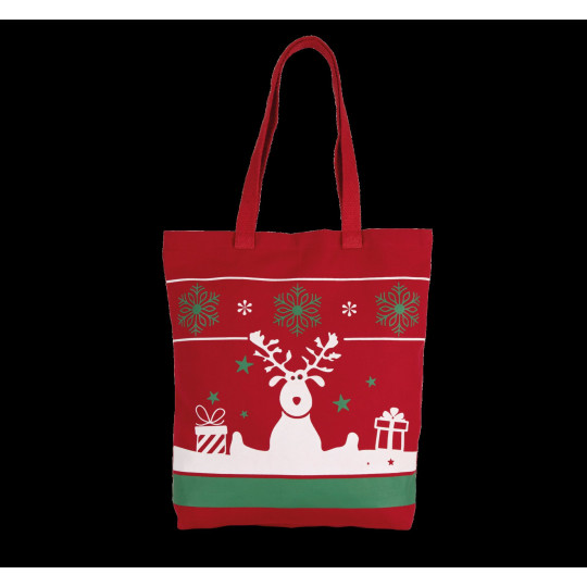 Sac shopping avec motifs de Noël en coton - Idéal pour les fêtes de fin d'année