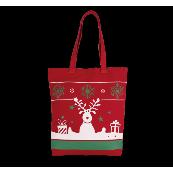 Sac shopping avec motifs de Noël en coton - Idéal pour les fêtes de fin d'année