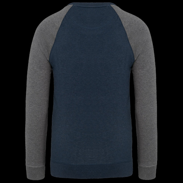 Sweat-shirt French Terry Bio bicolore col rond manches raglan homme - BCM Goodies