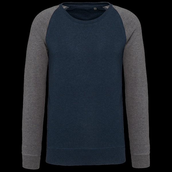 Sweat-shirt French Terry Bio bicolore col rond manches raglan homme - BCM Goodies