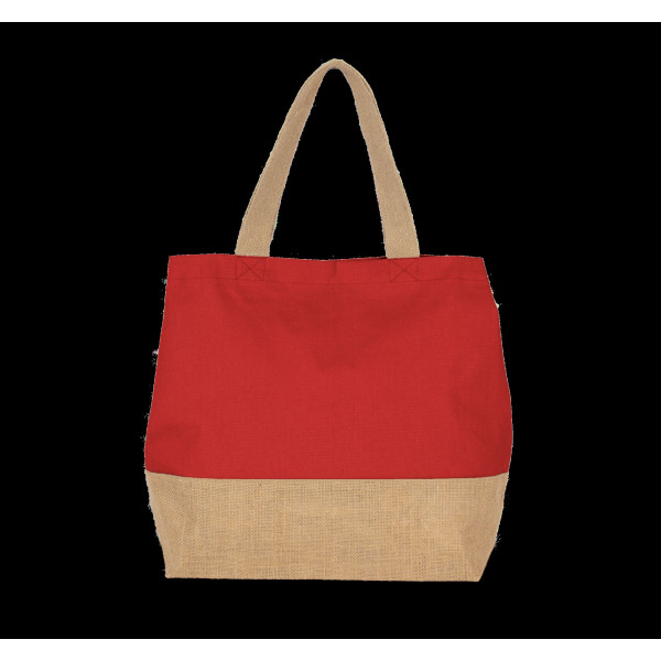 Sac shopping en toiles de coton et jute avec poche zippée et soufflet - BCM Goodies
