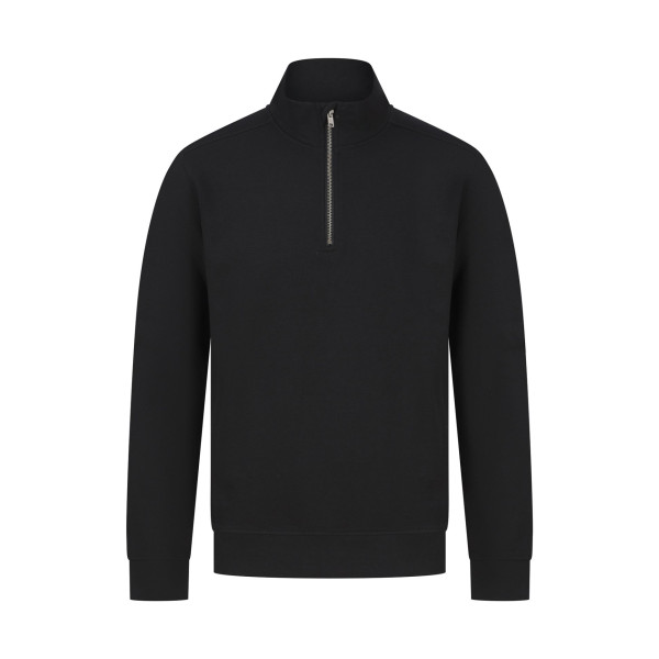 Sweat-shirt col zippé unisexe personnalisable en coton régénéré et polyester recyclé - BCM Goodies
