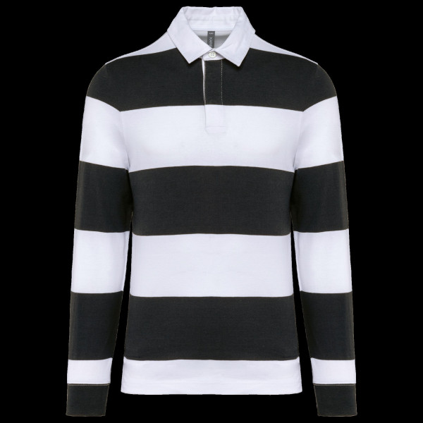 Polo rugby rayé manches longues unisexe en coton peigné - BCM Goodies