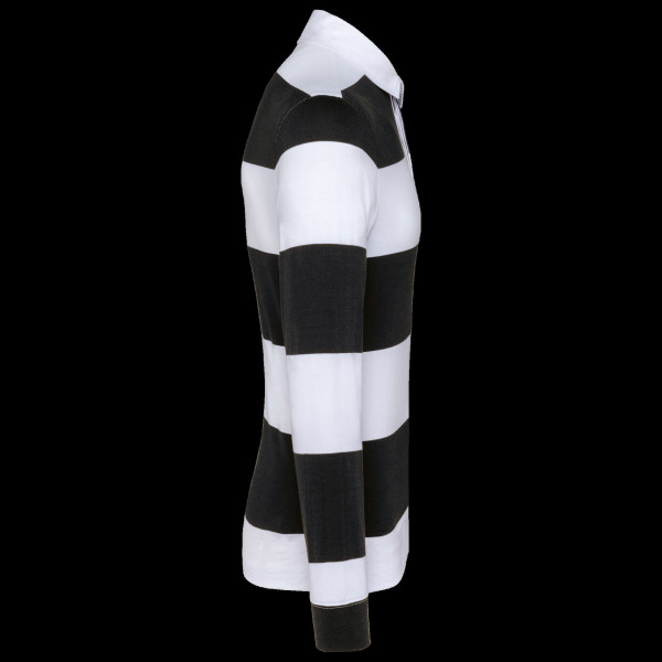 Polo rugby rayé manches longues unisexe en coton peigné - BCM Goodies