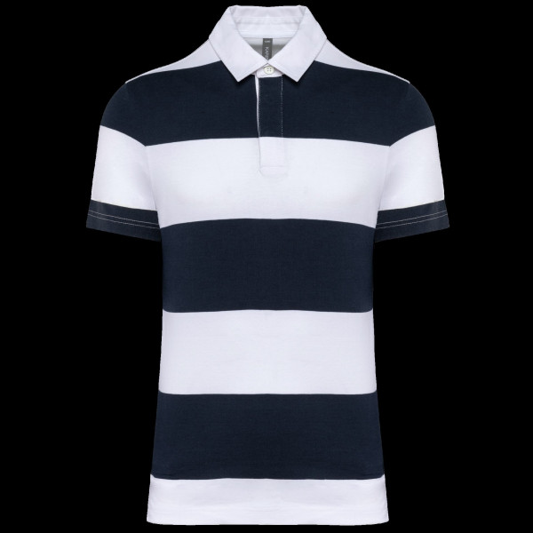 Polo rugby rayé à manches courtes unisexe en coton peigné - BCM Goodies
