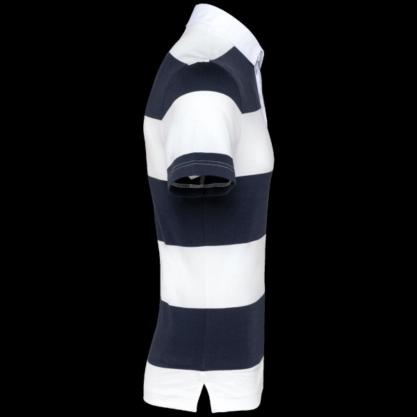 Polo rugby rayé à manches courtes unisexe en coton peigné - BCM Goodies