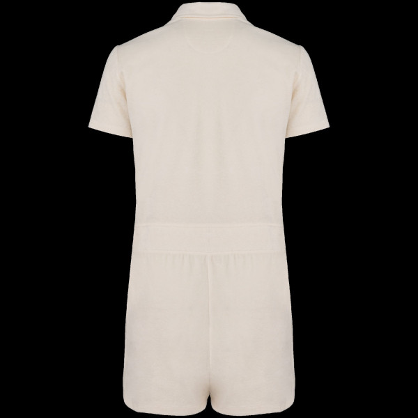 Combinaison short écoresponsable en éponge pour femme - Vêtement durable en coton biologique et polyester recyclé