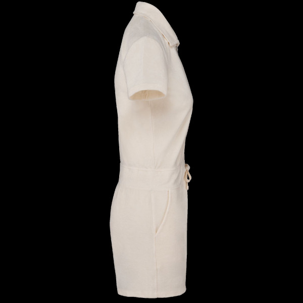 Combinaison short écoresponsable en éponge pour femme - Vêtement durable en coton biologique et polyester recyclé