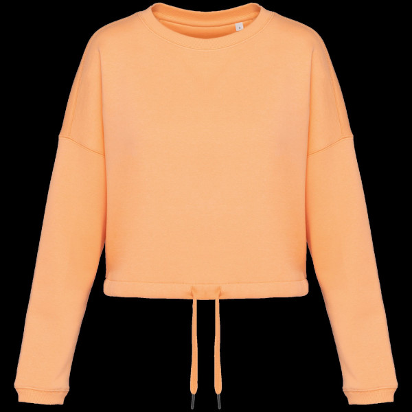 Sweat-shirt écoresponsable à col rond oversize crop femme - BCM Goodies