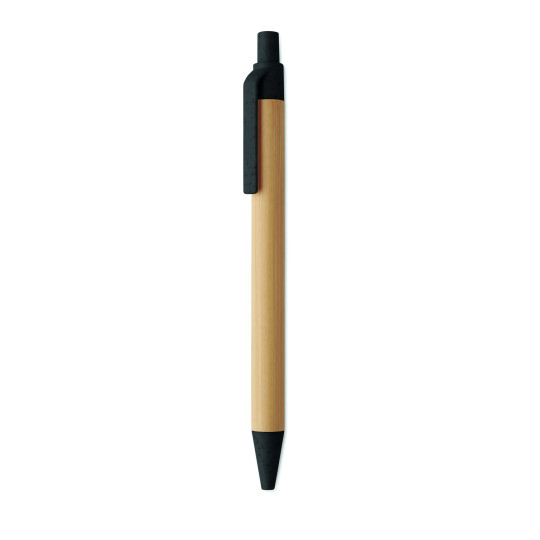 Stylo à bille à bouton poussoir en bambou et plastique recyclé - BCM Goodies