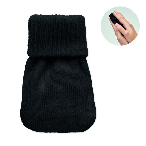 Chaufferette en polyester tricoté avec coussin chauffant instantané - Objet publicitaire personnalisable pour entreprises B2B