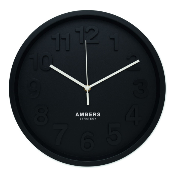 Horloge murale en PP avec aiguilles en aluminium et mouvement silencieux - Personnalisable pour entreprise
