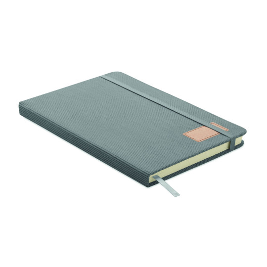 Carnet A5 avec couverture rigide en velours côtelé de polyester RPET - BCM Goodies