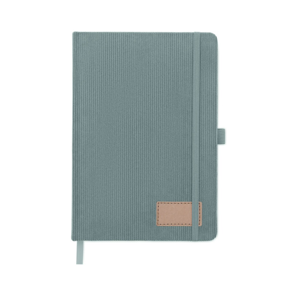 Carnet A5 avec couverture rigide en velours côtelé de polyester RPET - BCM Goodies